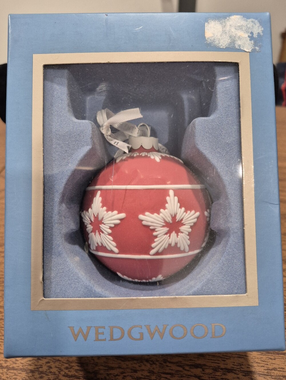 RARE! NIB Wedgwood Jasperware Star Relief Red Ornament